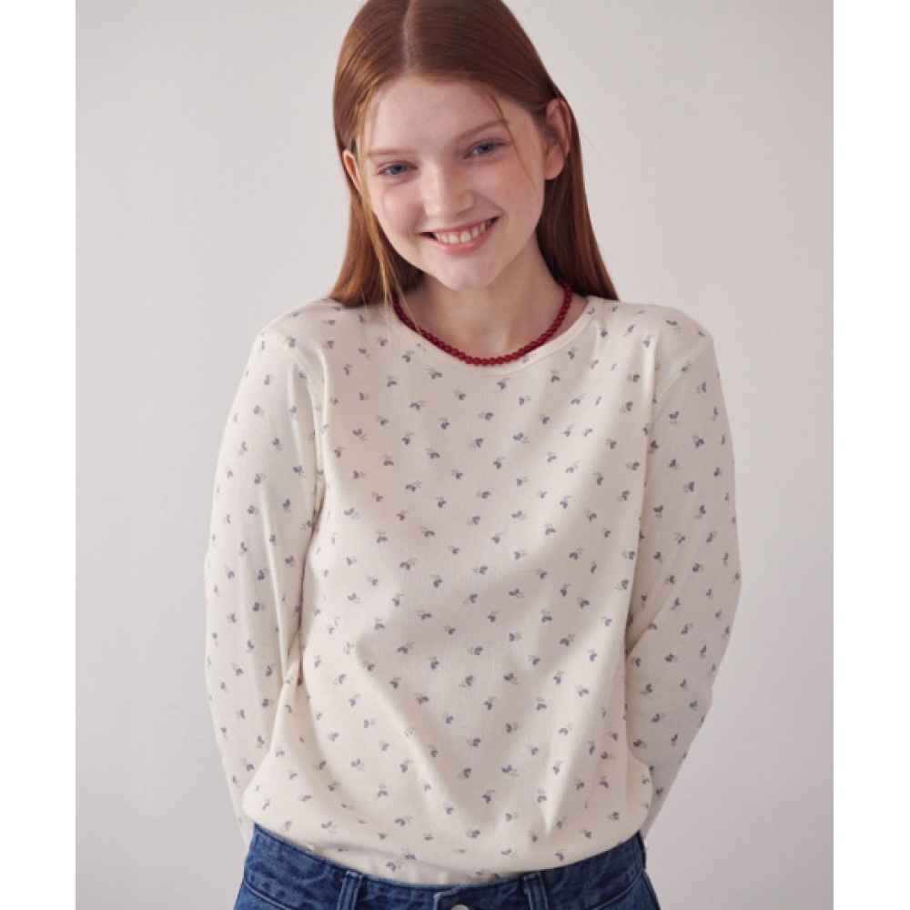 ロンロンフローラルロングスリーブクリームパープルフラワー