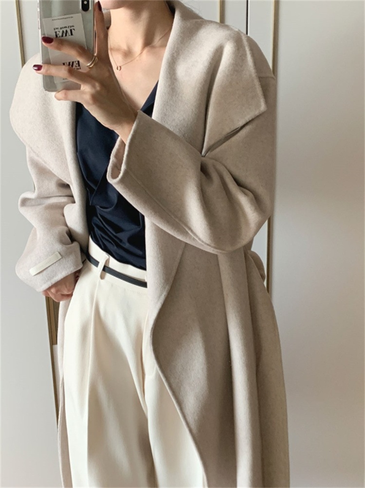 早い者勝ち アンティーク調カラー ゆったり丈 ウエストリボン コート