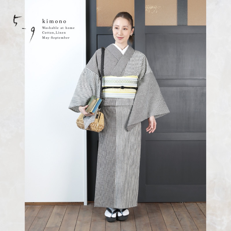 59kimono 2023 シマシマとギンガム 反物 [59kimono2023-01] 41,470円