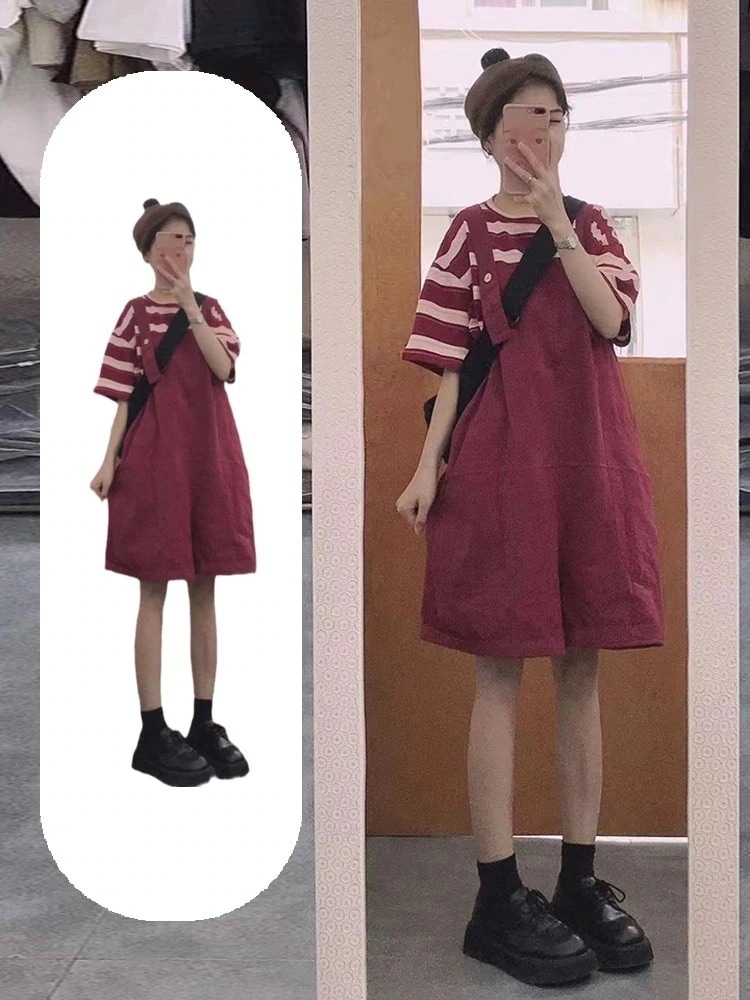 サロペット 夏服にリラックス感減齢着やせサロペット 百掛け 着痩せ 新作