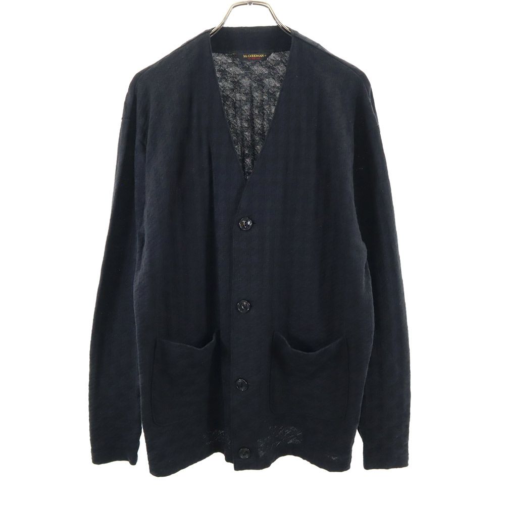 ミスターグッドマン 日本製 千鳥格子 長袖 カーディガン M 黒 Mr GOODMAN メンズ