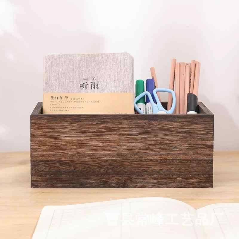 デビューした新品収納ボックス 木製 デスクトップ 雑貨整理箱 オフィス用品 化粧品置き 収納かご リビング ベッドルーム モダン シンプル 小型 中型 大型