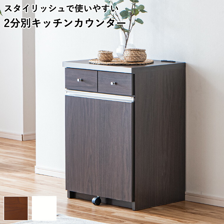 カウンター ゴミ箱 キッチン家具 キッチンカウンター ダストカウンター 2分別 完成品 幅55cm