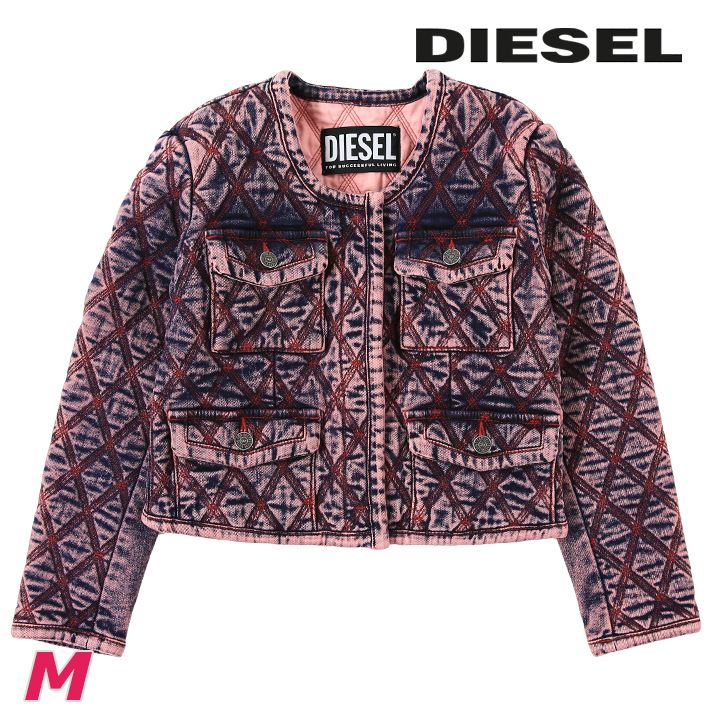 キルティングデニムジャケット レディース DE-VELOP-FS ヴィンテージウォッシュ加工 ノーカラー die-l-o-f8-607