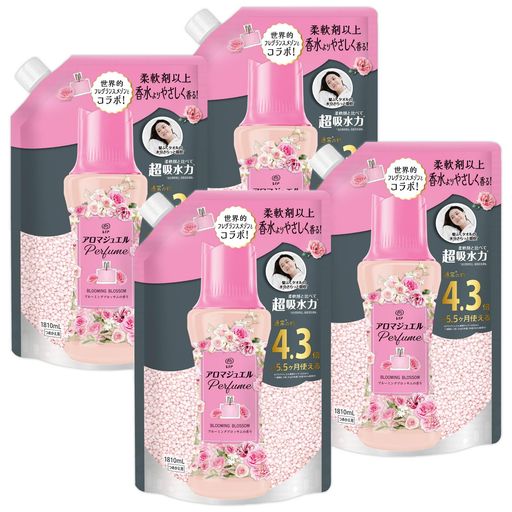 レノア ハピネス アロマジュエル Perfume 香り付けビーズ ブルーミングブロッサムの香り 詰め替え 1810mLx4袋 [大容量] [ケース品] 柔軟剤を一緒に使って効果長続き