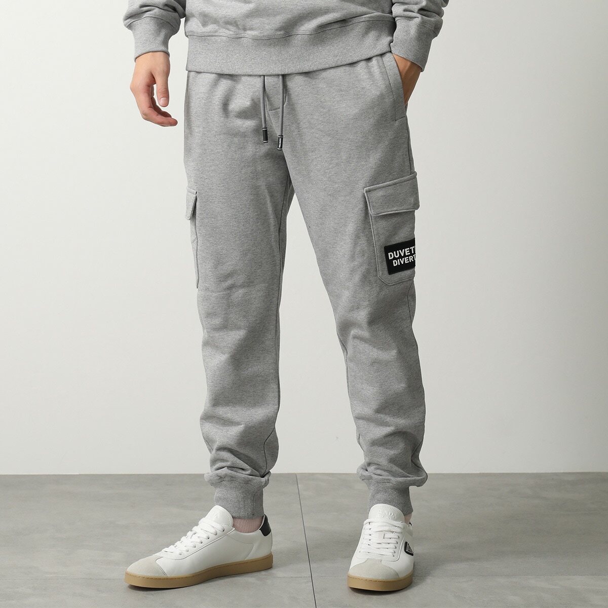 Duvetica デュベティカ スウェットパンツ VUTP00214 メンズ コットン ロゴ ジョガーパンツ リブ GRIGIO-POLVERE-MELANGE/MGS