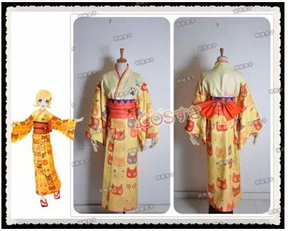 【全店任意2枚購入で100円OFF】VOCALOID ボーカロイド　歌姫計画 ProjecctDIVA-F　鏡音リン 和服 コスプレ衣装 高品質 Cosplay アニメ