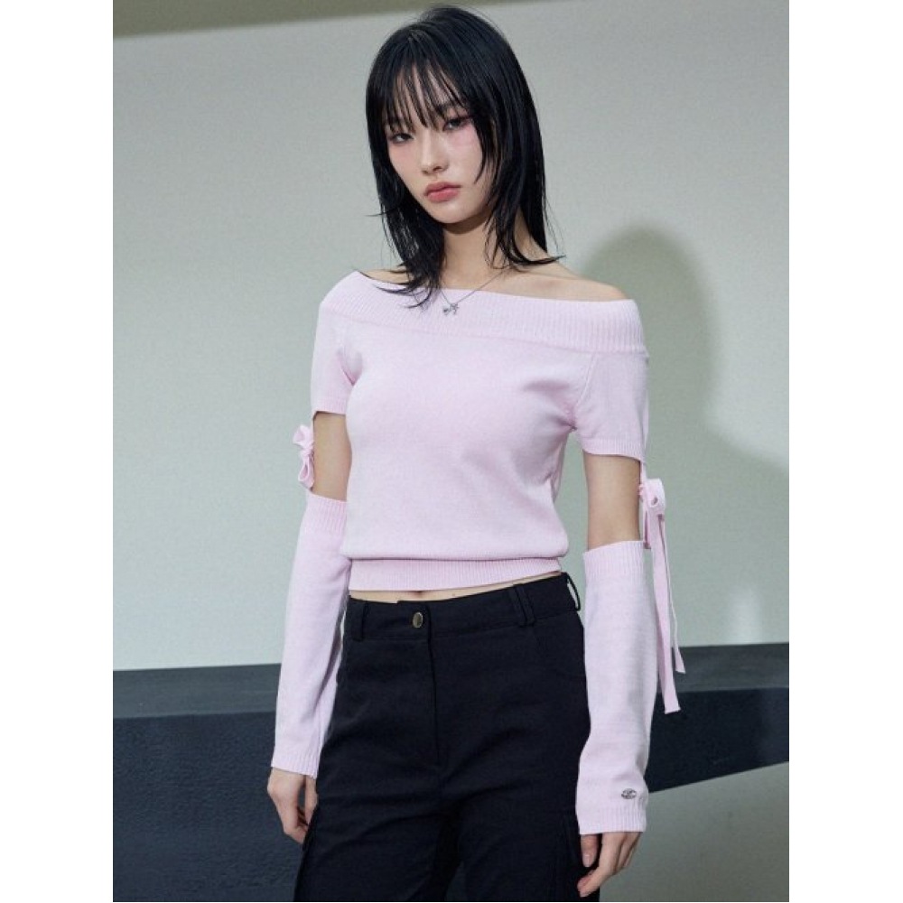 ITOV SEOUL オフショルダーカットアウトニット PK