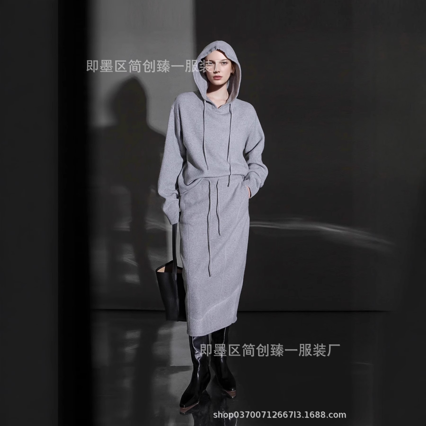 高級なビンテージ スタイルのレディース ニット パーカーストレート レッグゆったりとしたワイド レッグ パンツ秋冬のカジュアルなスタイルにぴったりのスリムで魅力的なデザイン