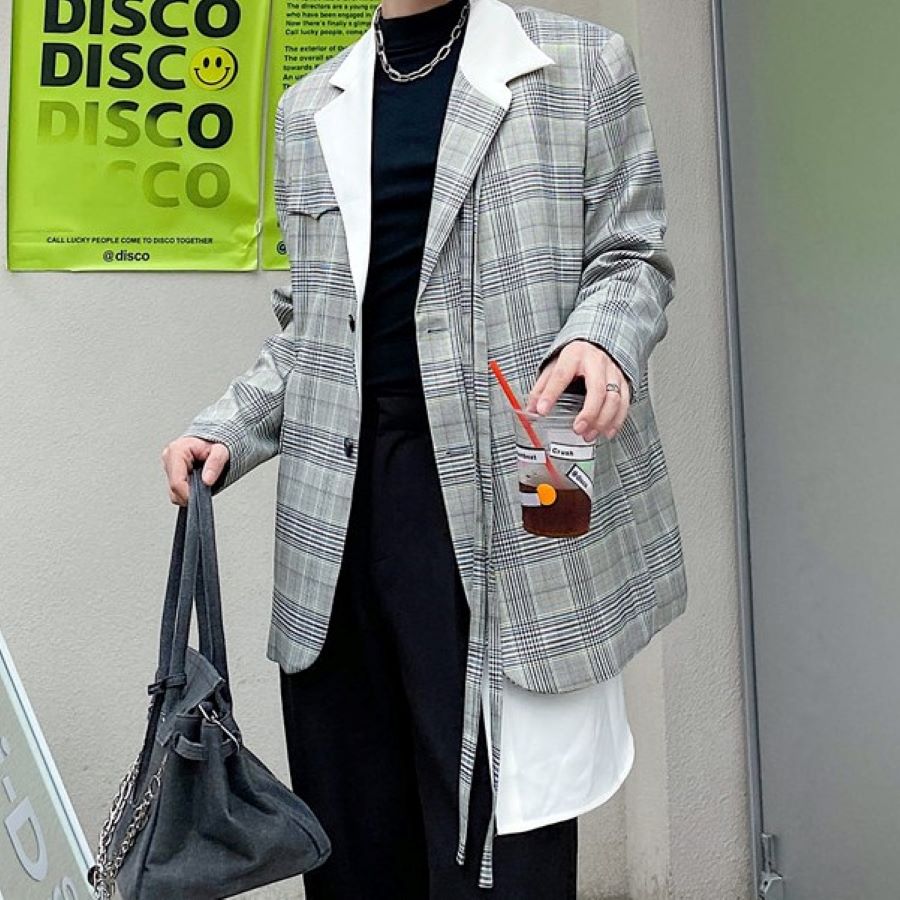 【高品質の製品】最新モデル登場！【新作】コート メンズ スーツ アウター ジャケット 韓国 格子縞 9993