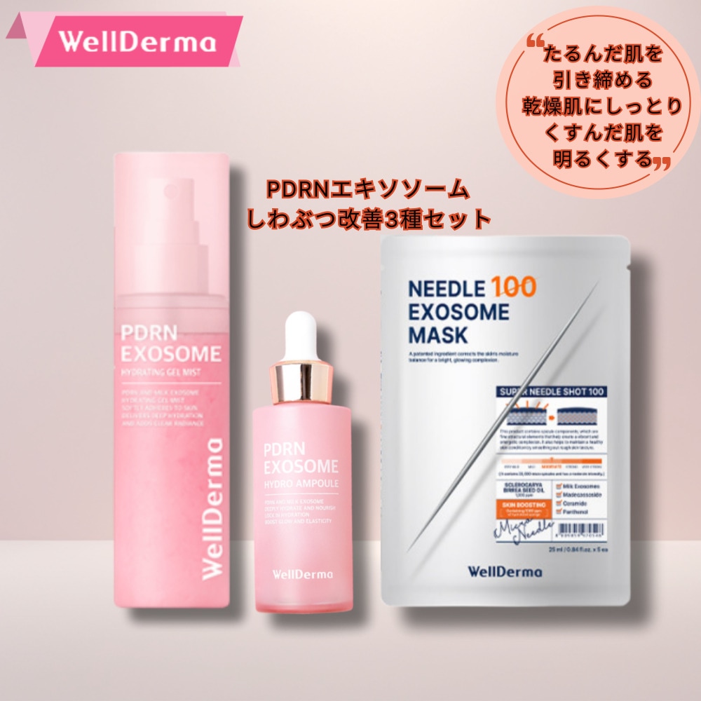 ウェルダマPDRNエキソソームハイドレイティングゲルミスト100ml+PDRNアンプル30ml+ニードル100マスクパック5枚/pdrn 美容液/ 皮膚組織に似たdna成分/美容液/たるんだ肌を引き締