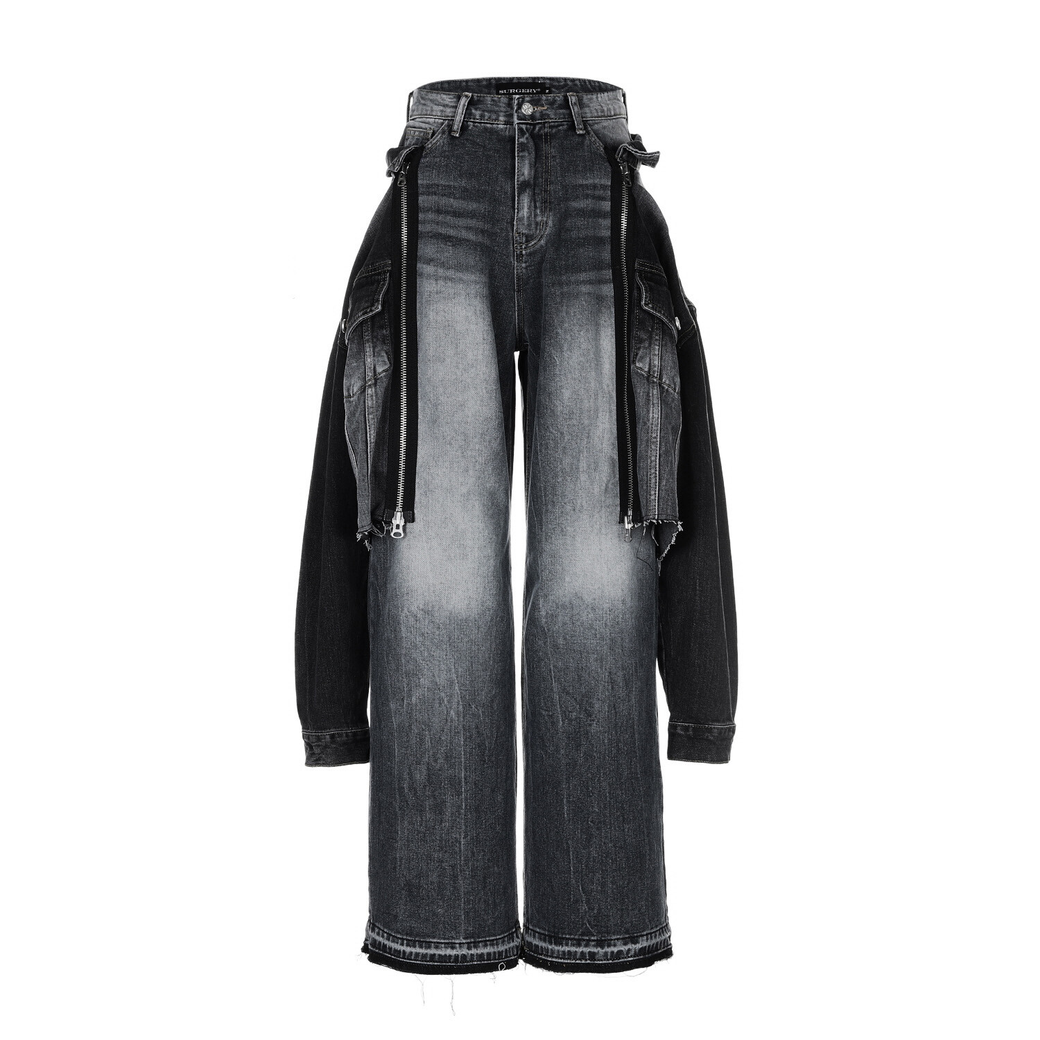 【SURGERY】 SURGERY HYBRID SET-UP DOCKED JEANS : BLACK DENIM