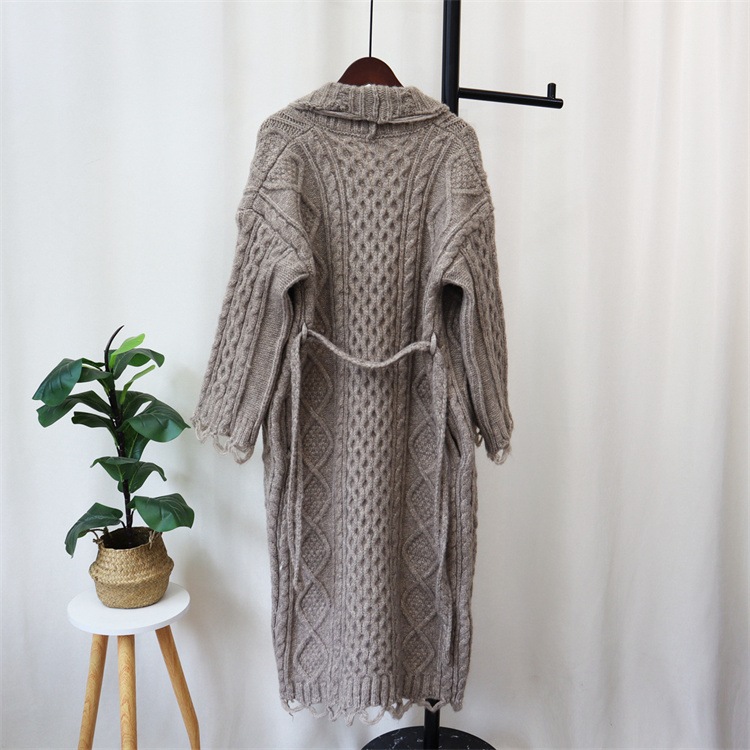 INSスタイル 2023秋冬 ベルト バックルなし ニットトップス ゆったりする レトロ カーディガン 怠惰な風 セーター コート ジェントルスタイル