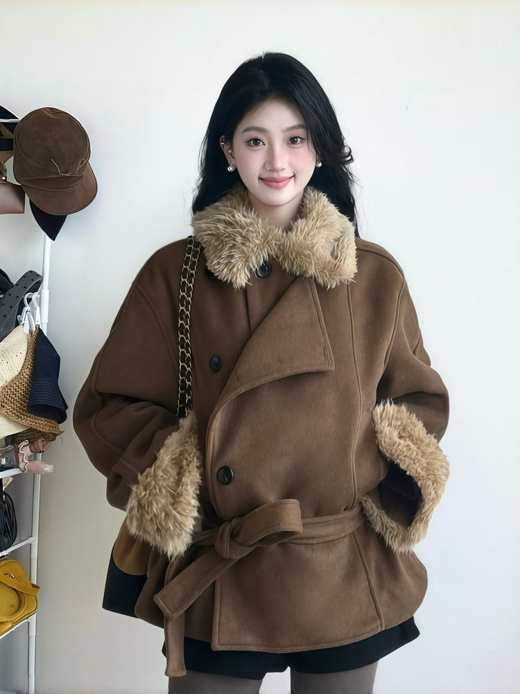 2026年秋冬新作 ビッグフード ショートコート ダブルフェイス 厚手 韓国風 防寒 プレミアム