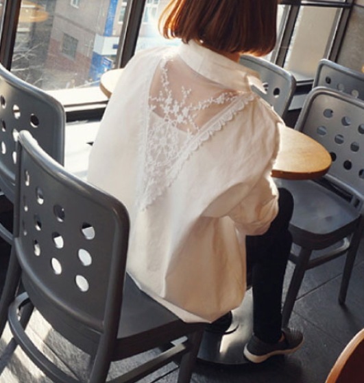 トップス デート モテアイテム シャツ 長袖 レース 刺繍 透け感 シースルー 可愛い きれいめ 上品 おしゃれ かっこいい 可愛い ラブリー キュート ガーリー クール モード系 セクシー