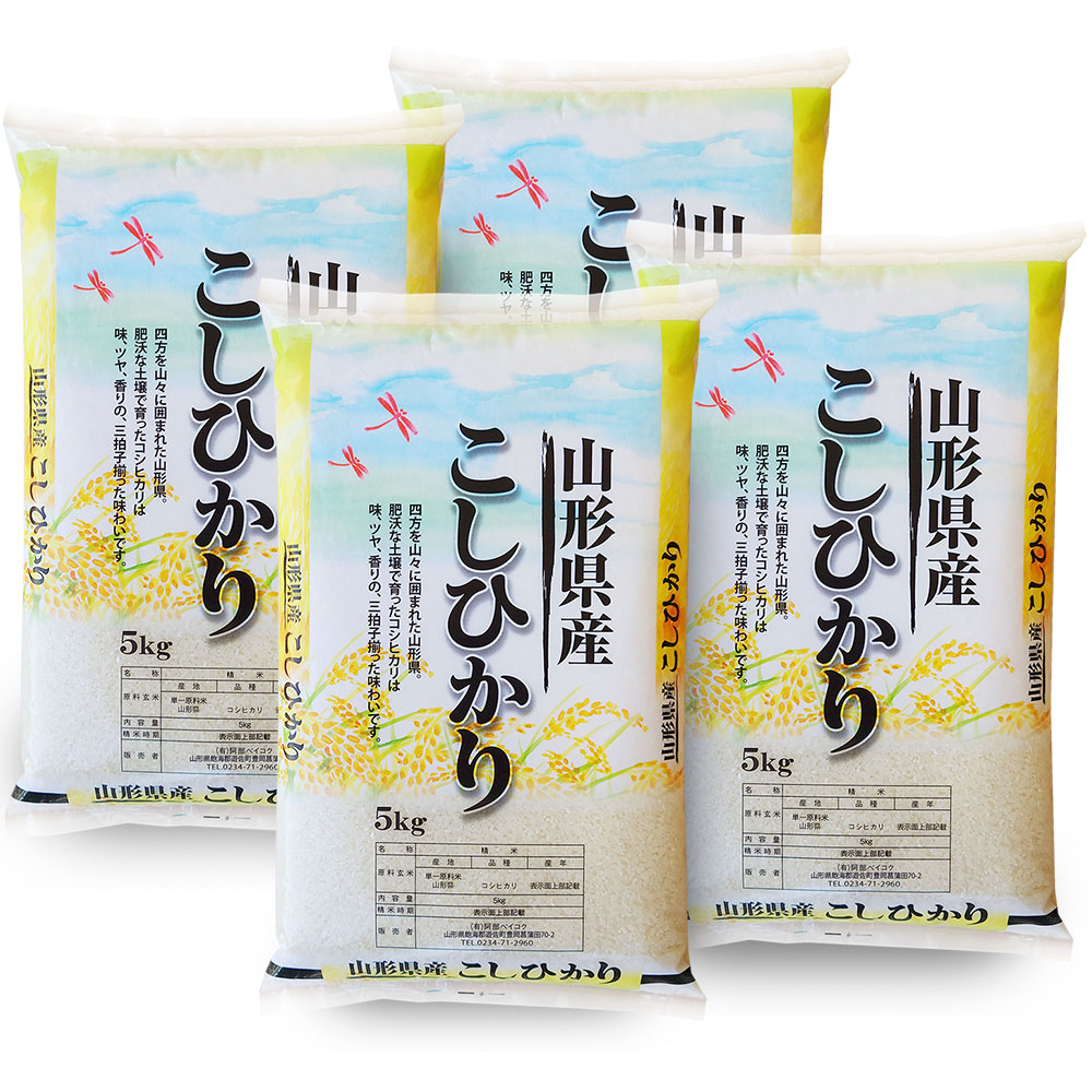 WEB限定カラー 新米 令和4年 山形県産 (5kgｘ4袋) 20kg コシヒカリ コシヒカリ 精米方法:無洗米 -  flaviogimenis.com.br