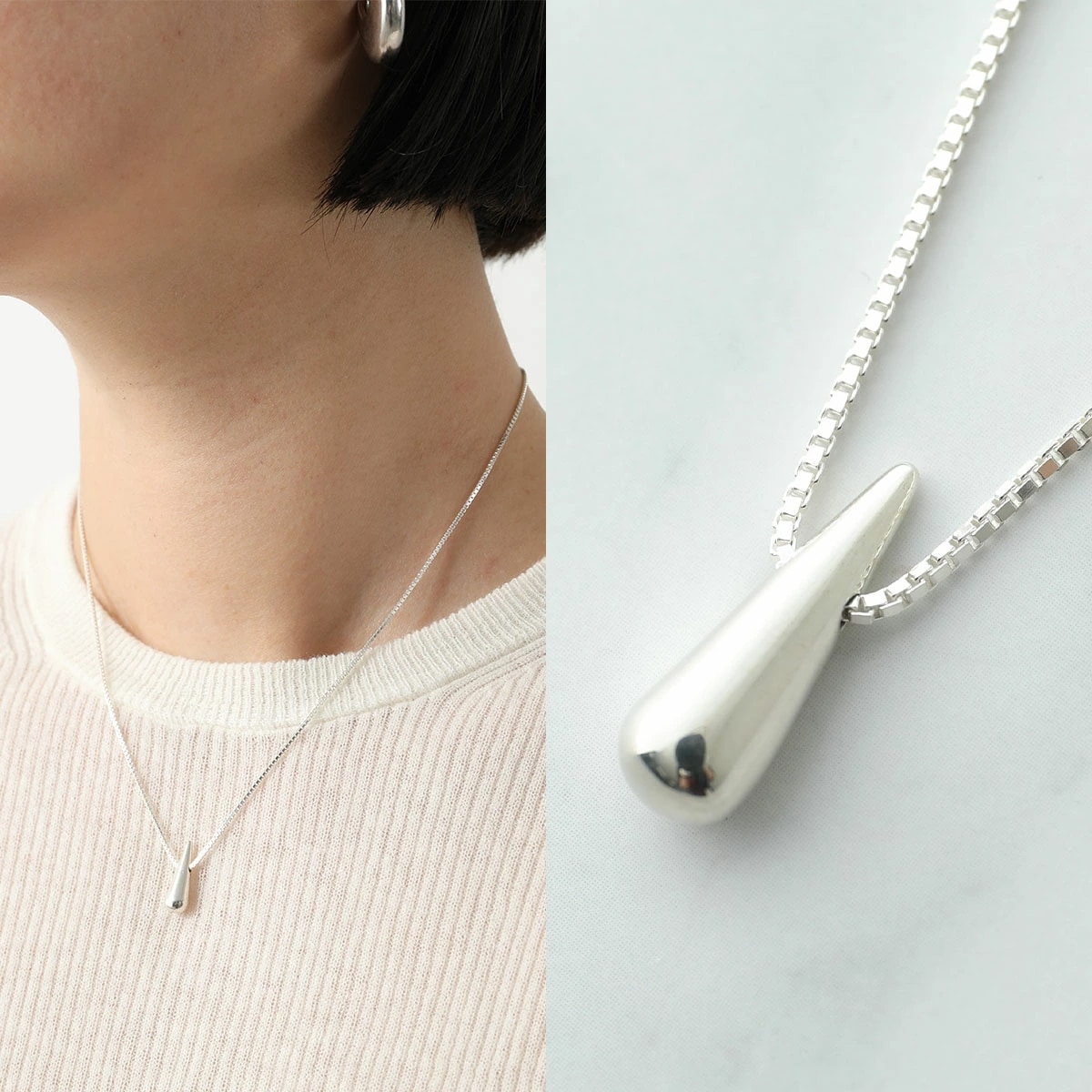 Saskia Diez サスキアディッツ ネックレス TEARDROP SILVER NECKLACE SHORT レディース ペンダント アクセサリー シルバー925 SILVER