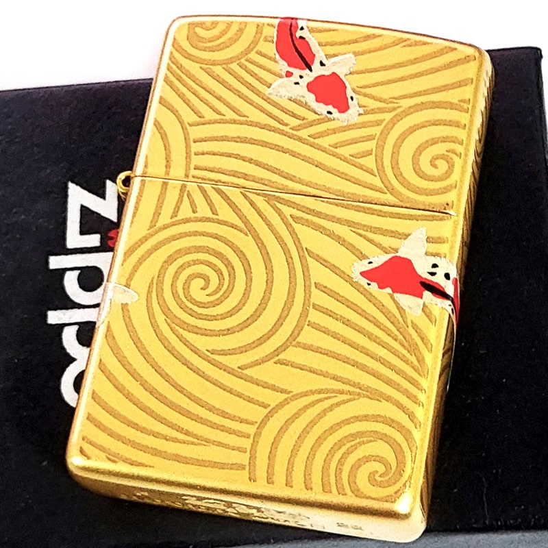 ZIPPO ライター 和柄 一点物 レア 本金蒔絵 鯉 ジッポ 漆塗り 金 おしゃれ 日本 絶版品 ゴールド 珍しい 廃盤 かっこいい プレゼント ギフト