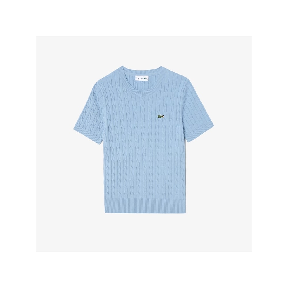 LACOSTE 女性用ケーブルショートスリーブクルーネックプルオーバー AF490E-55G HBP Q2NAF490E-55GHBP
