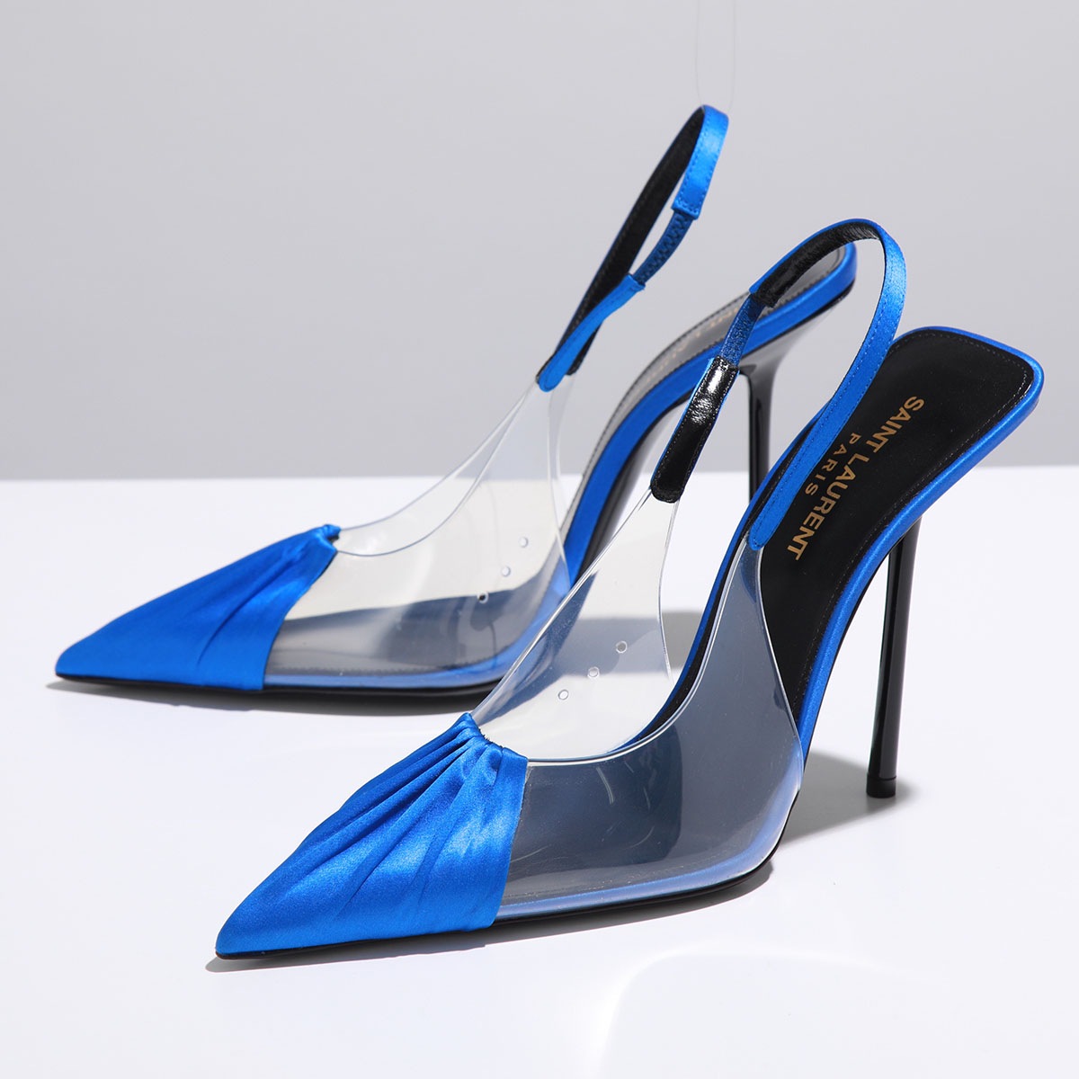 SAINT LAURENT サンローラン パンプス 699873 1F40E レディース スリングバック ポインテッドトゥ サテン シューズ 靴 8373/TRASPARENTE/PICASSO