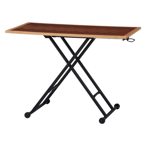 昇降テーブル ブラウン/ナチュラル 幅100x奥行55x高さ1270cm