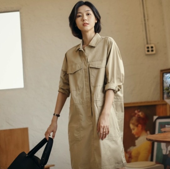 シャツワンピース ミディアム丈 袖あり 長袖 襟あり ストレート 前開き かわいい 大人可愛い 上品 おしゃれ ラブリー キュート ガーリー 主役級 存在感 10代 20代 30代 レディース ママ