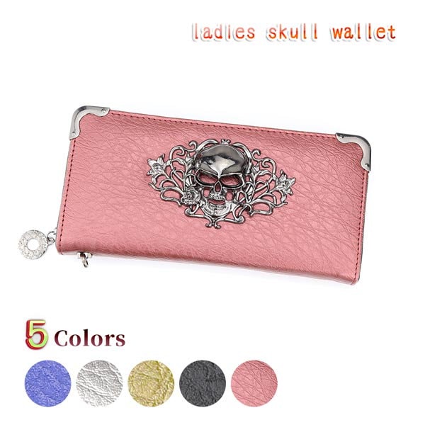 Qoo10] 長財布 6カラー スカル 骸骨 髑髏 ド