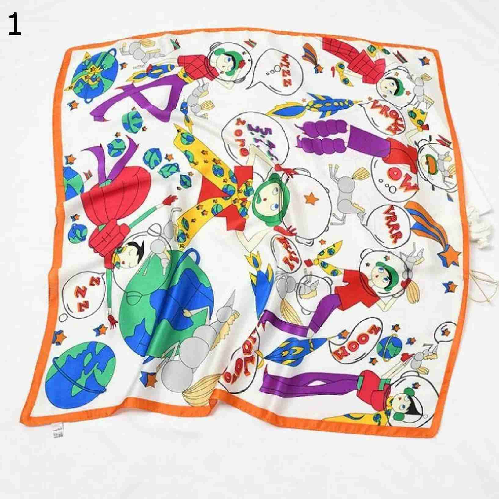 【20%OFFクーポン～】漫画柄 スカーフ ラップスカーフ ファッション ネッカチーフ カジュアル 多機能 ポリエステル 小さい 正方形 スカーフ (Color : : Size Yellow 5,178円