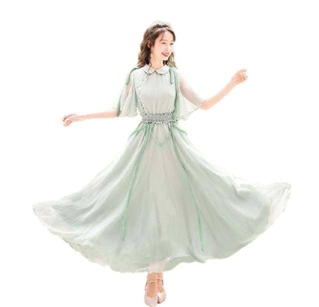 大ワンピース版が登場 フレンチヴィンテージグリーン シフォン sweet系 ワンピ 4,353円