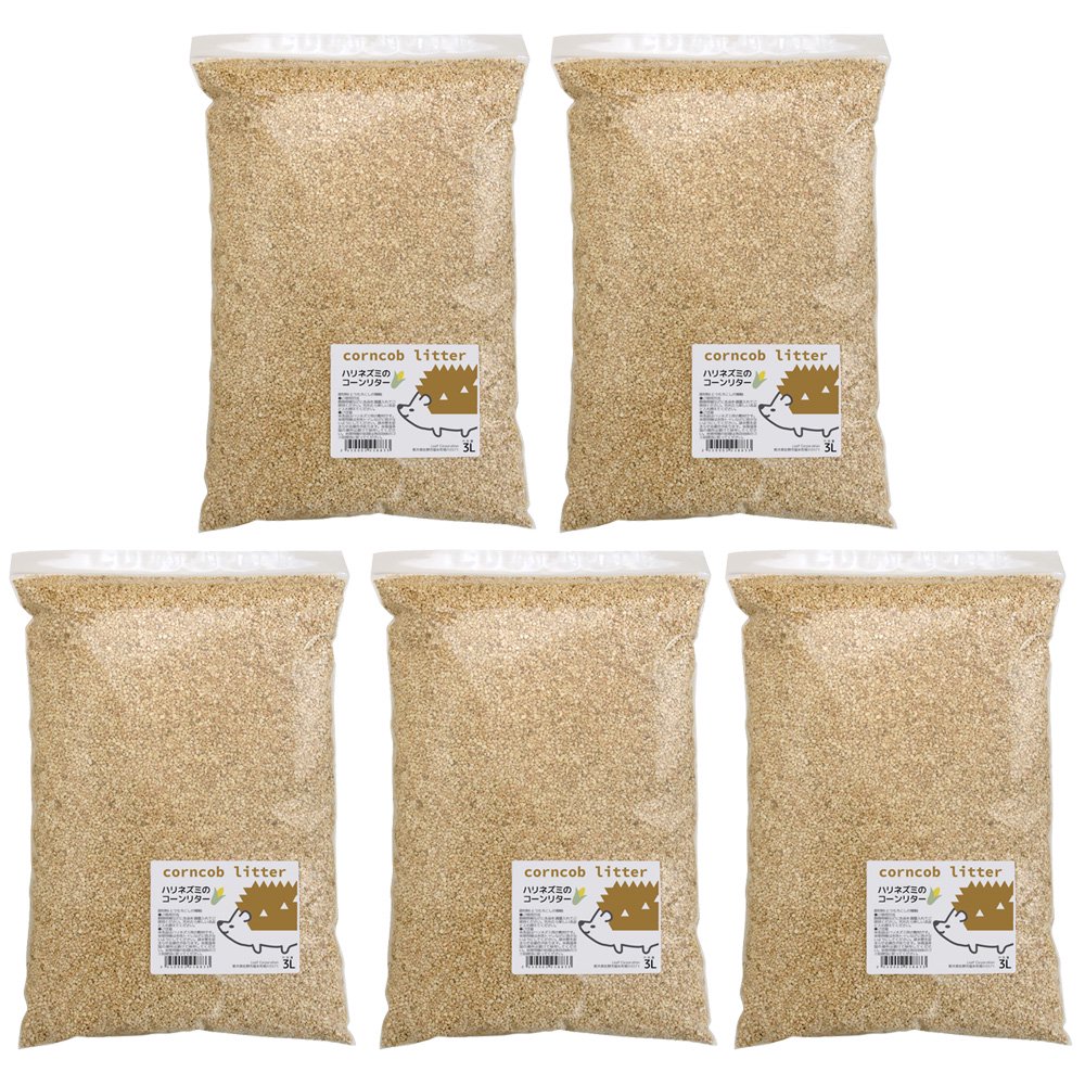 ハリネズミのコーンリター　１５Ｌ（３ＬX５）　天然　消臭　敷材　床材　トイレ砂　ＣＲＣ50―68―35―30―00