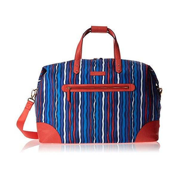 Vera Bradley Women s Preppy Poly Travel Duffel Travel Bag， Cobalt Stripe， One Size 並行輸入品