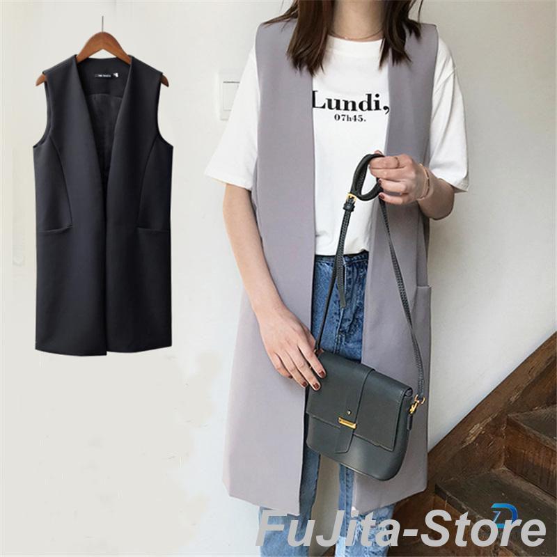 秋冬新着商品 3日以内に発送 ジレベスト ジレ ベスト ノースリーブ アウター カーディガン レディース トップス ジャケット 春夏秋冬 体型カバー 羽織り 新作 前開きジレベスト ジレ ベスト【2枚