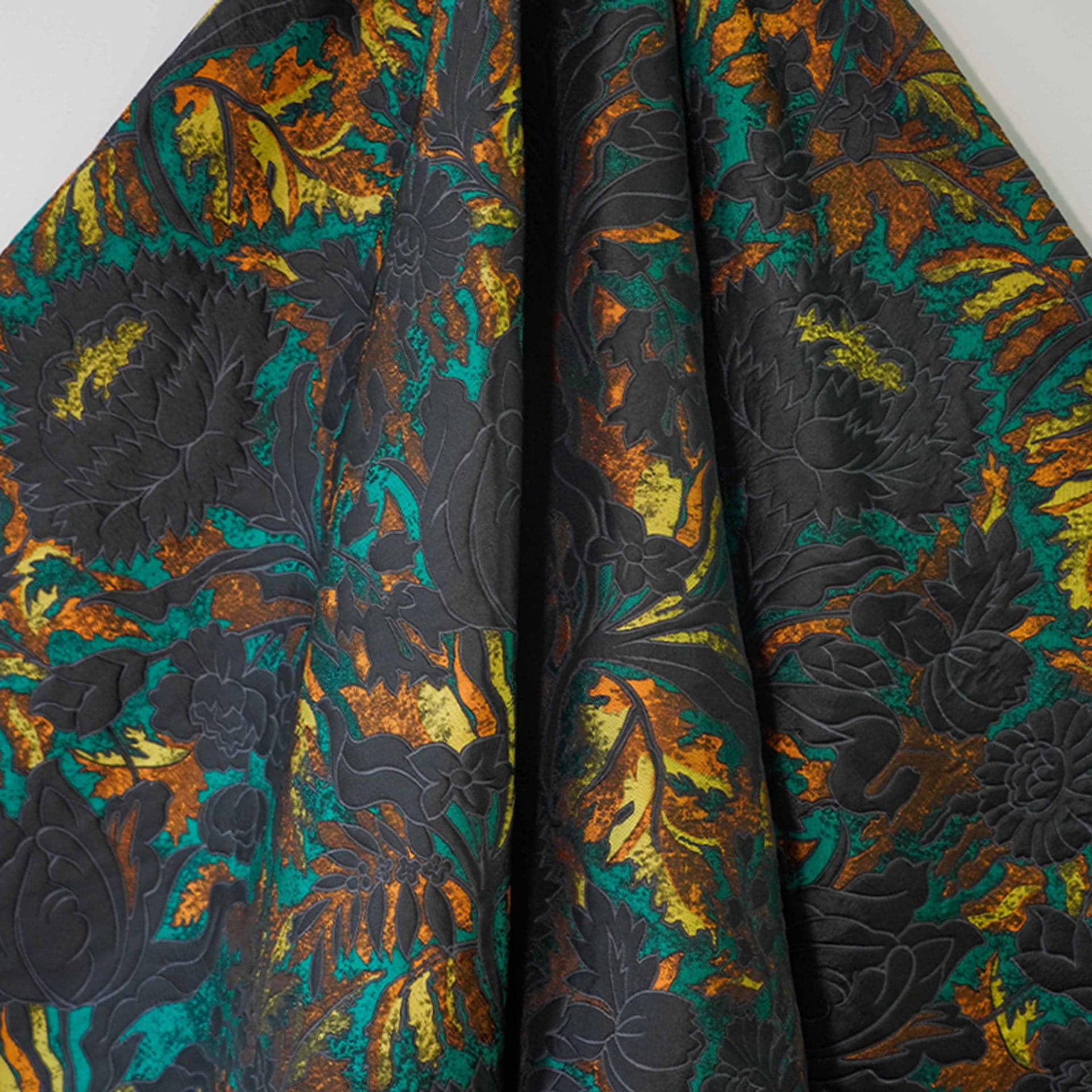 12CMx1M 生地 布 ジャガード織 メーカー生地 カットクロス 色織 花柄 大花 浮彫 黒 韓国風 布地 ぬの きじ ジャカード レトロ ハンドメイド はぎれ DIY 手芸 裁縫 バッグ 服用