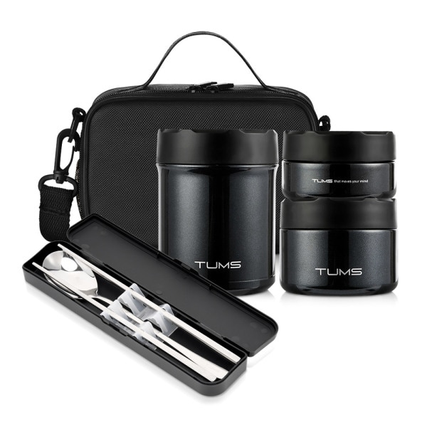 ブラックシャイン保温弁当セット 3P 会社員 学生 修学能力試験弁当