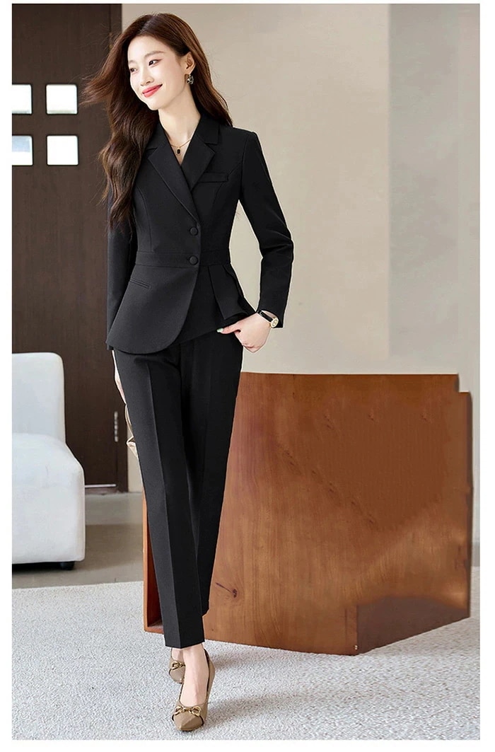 スーツ レディース パンツスーツ 上下セット ジャケット パンツ サイドプリーツ 2点セット 無地 セレモニー フォーマル ロングパンツ パンツドレス 長袖 エレガント 通勤 OL 女性 体型カバー