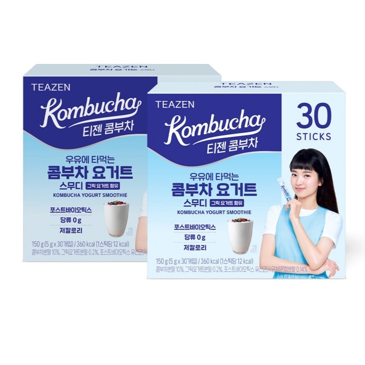 ティージェン コンブチャ ヨーグルト スムージー 5g30スティックX2箱 (牛乳専用) /KOMBUCHA YOGURT SMOOTHIE / ポストバイオティクス 糖類0g 低カロリー/おうちで