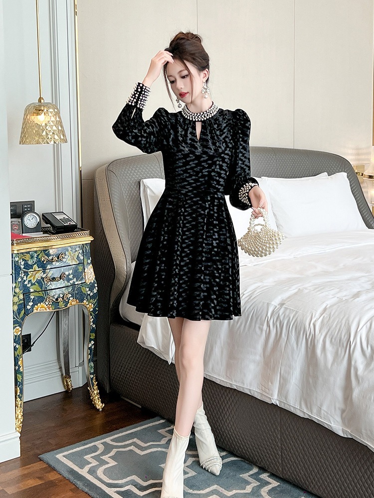 【JY.上品】 2025秋冬新品 ベルベット ショート Aライン お姫様 ドレス パーティー キャバ 大人 同窓会 披露宴 卒業式 結婚式 演奏会 ウェディング 二次会 メガ割