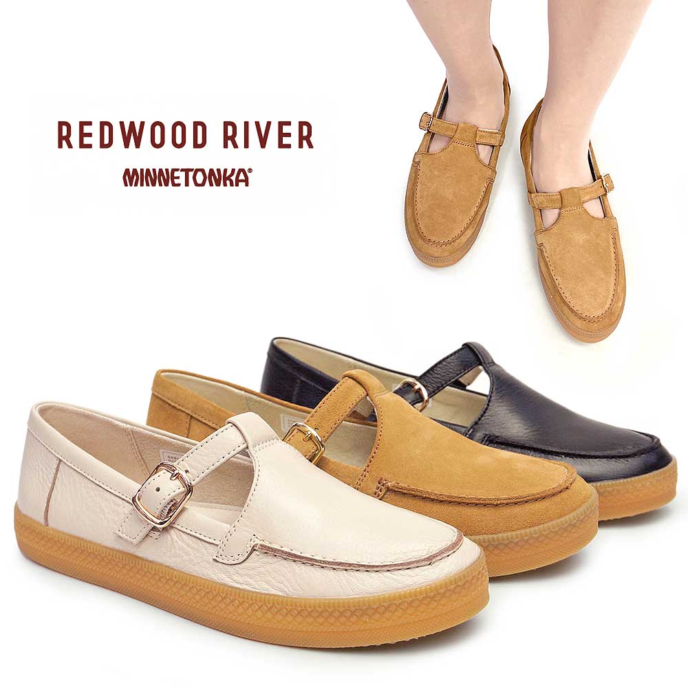スリッポン M06C 本革 Tストラップシューズ レッドウッドリバー レザー パンプス 旅行靴 REDWOOD RIVER レディース