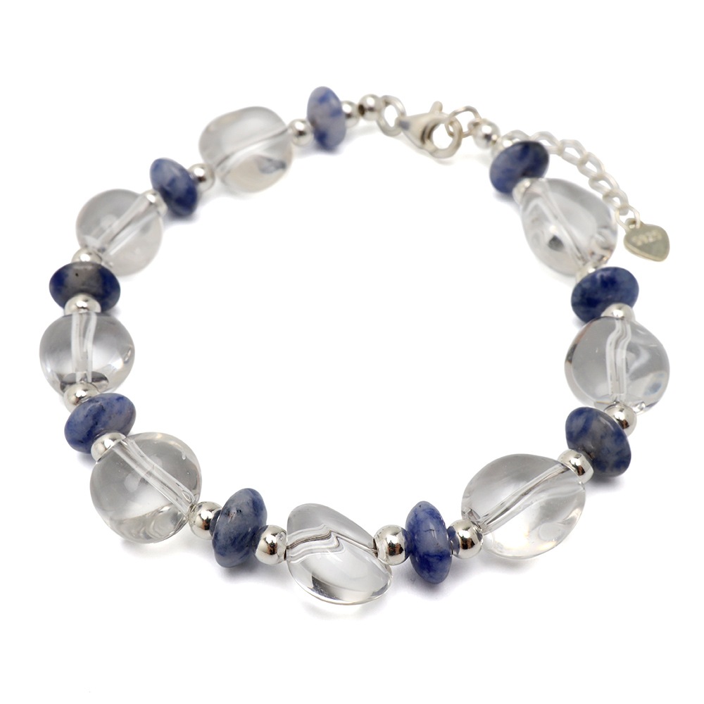 天然石 クリスタルブレスレット ブルージャスパー S925 [cb134]
