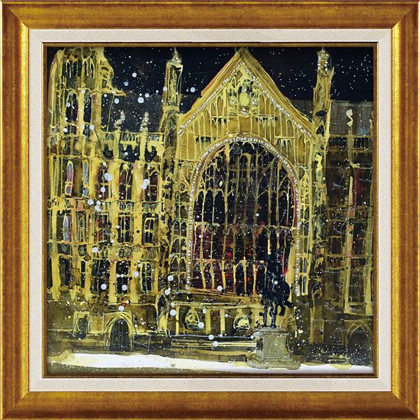 ユーパワー スーザン/ブラウン ～ラインストーンデコ～ Gel加工 アートフレーム 「ウェストミンスター宮殿 ロンドン」