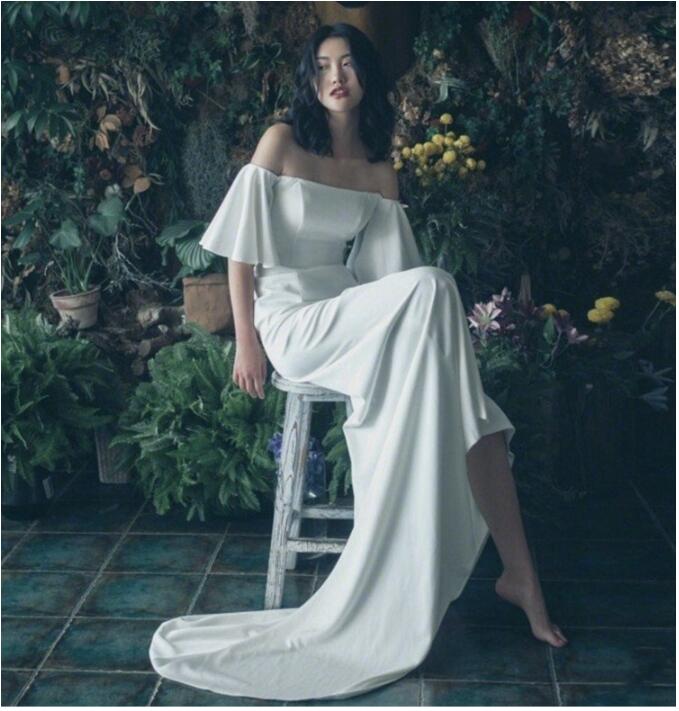 ウェディングドレス オフショル Aライン トレーンドレス 前撮り 後撮り フォトウェディング 披露宴 二次会 白 結婚式 ウエディングドレス 花嫁ドレス 演奏会ドレス セクシー 写真撮影ドレス 二次会