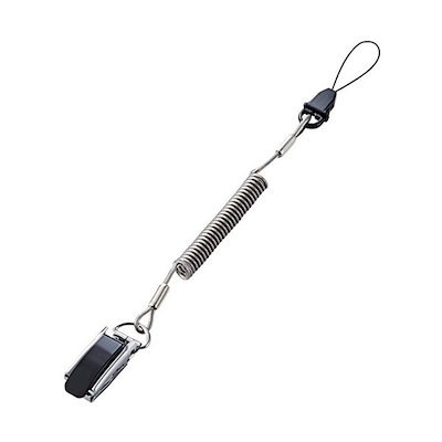 他サイト： エレコム　ELECOM　カールストラップ スマートフォン用 クリップ 高耐久 最大50cm ブラック　P-STCS50BKの商品画像