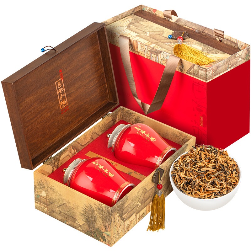 Tea 2024新しいお茶特別茶特典qimen紅茶gongfu紅茶ギフトボックス新年の商品ギフト250g
