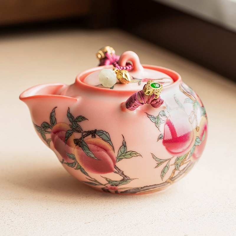 Pink Ru ピンク ナインピーチ 手持ちポット セラミックティーポット お茶を淹れるのに カンフーティーセット フィルター シングルポット 熱くない ギフトボックス 4,586円