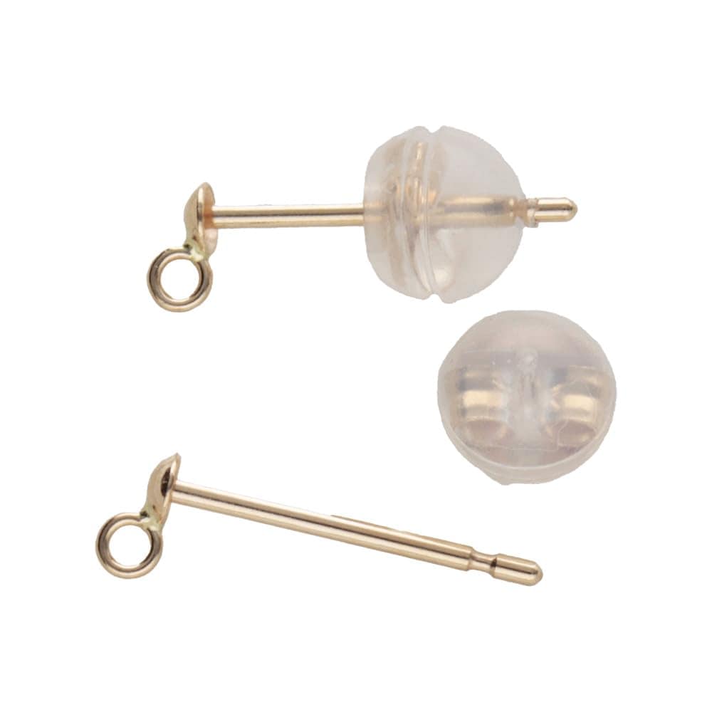 【KOHSAi】丸カン付き スタッドピアス用ポスト 日本製 太さ0.7mm 2mm玉付き キャッチ付き 2個セット K18 ピンクゴールド 両耳用 パーツ ニッケルフリー