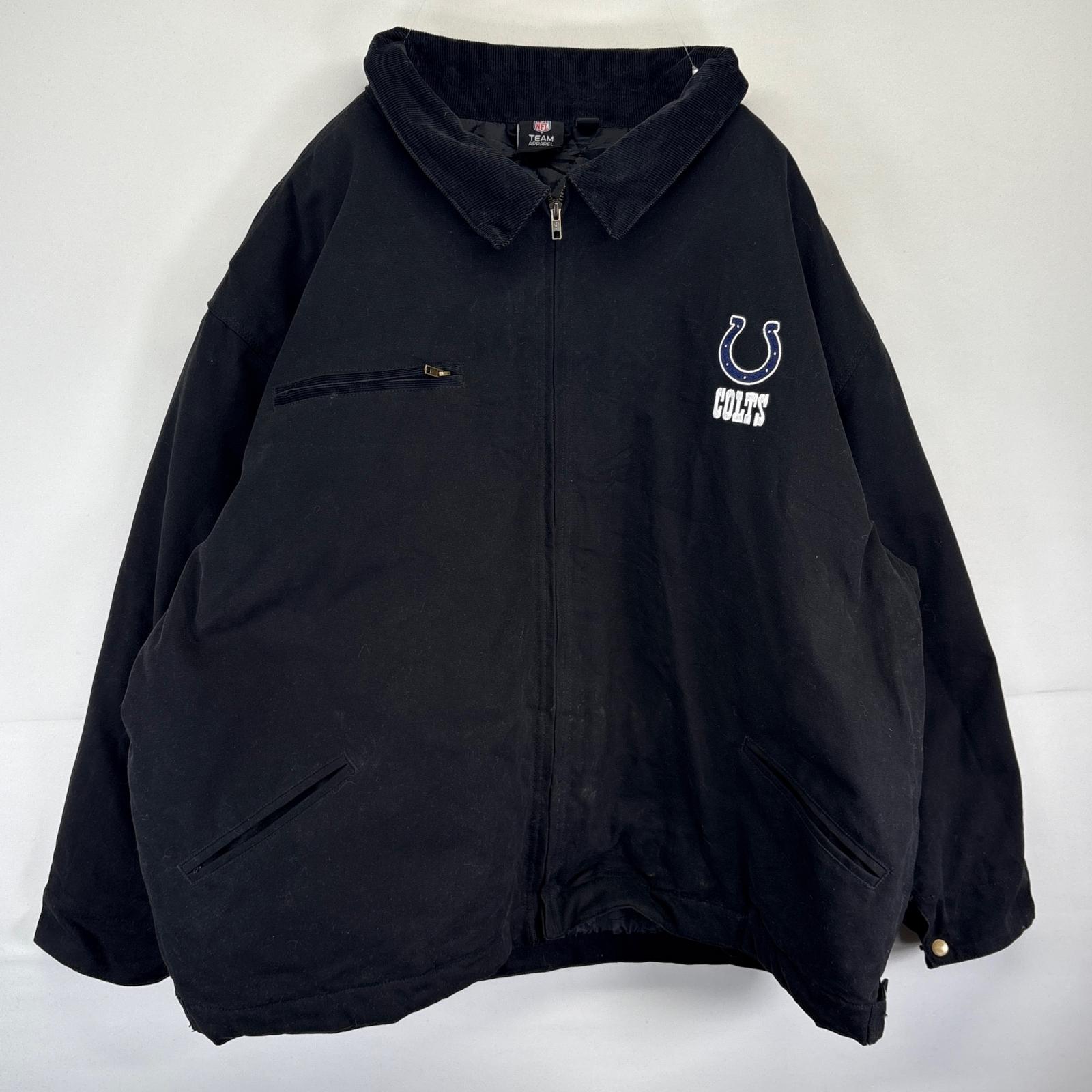 古着 エヌエフエル NFL ダック ワークジャケット デトロイトジャケットタイプ チームロゴ 大きいサイズ 3XL ブラック メンズ