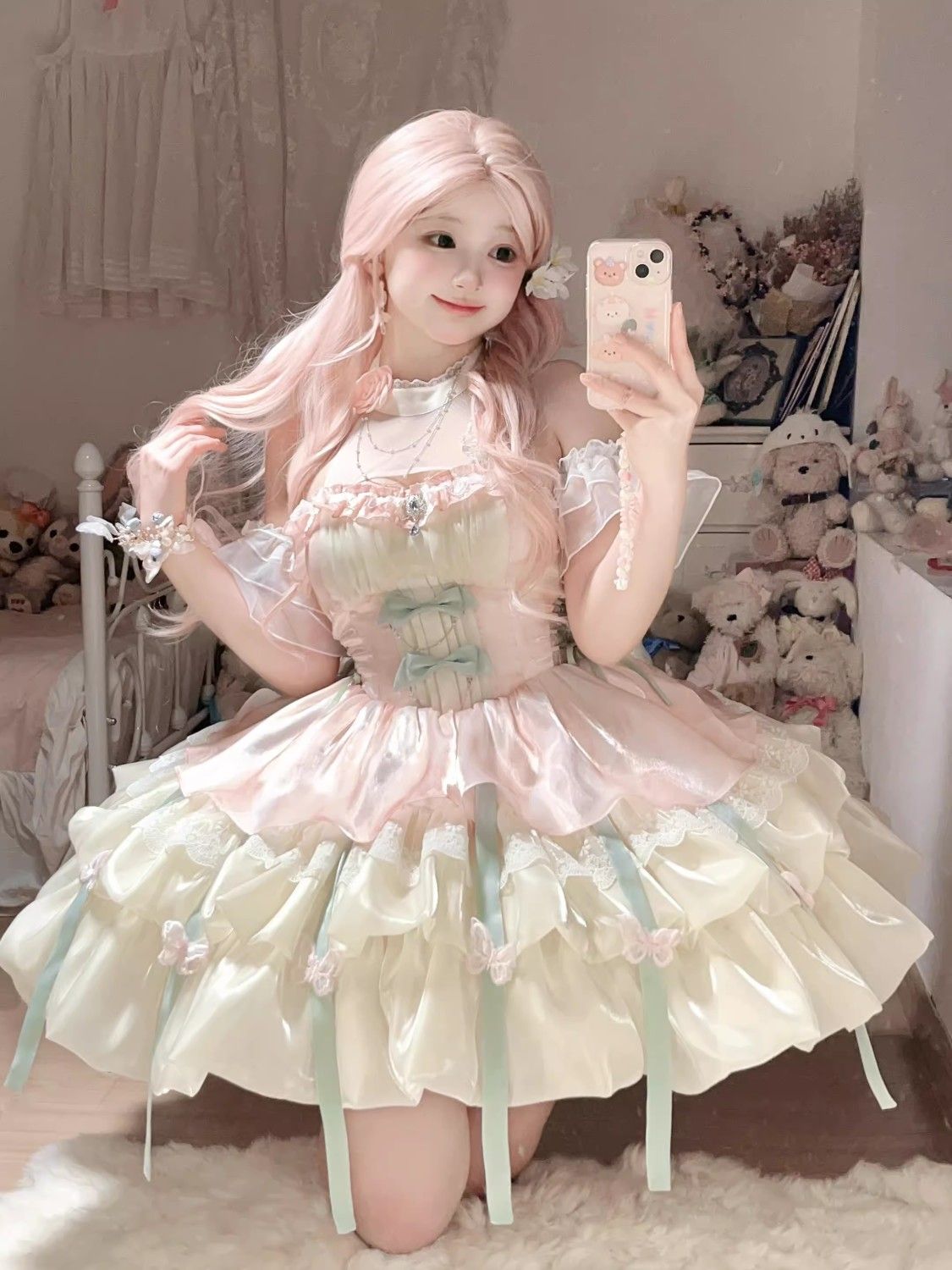 愛神の約lolita王女風特純欲風首ストラップスカート蓬蓬蓬スカート