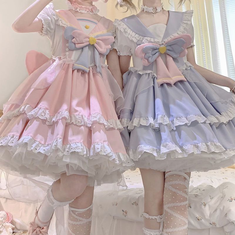 ロリータドレス スターライトビートop ロリータ かわいいワンピース 学生 つぼみのスカート 夏 ワンピース
