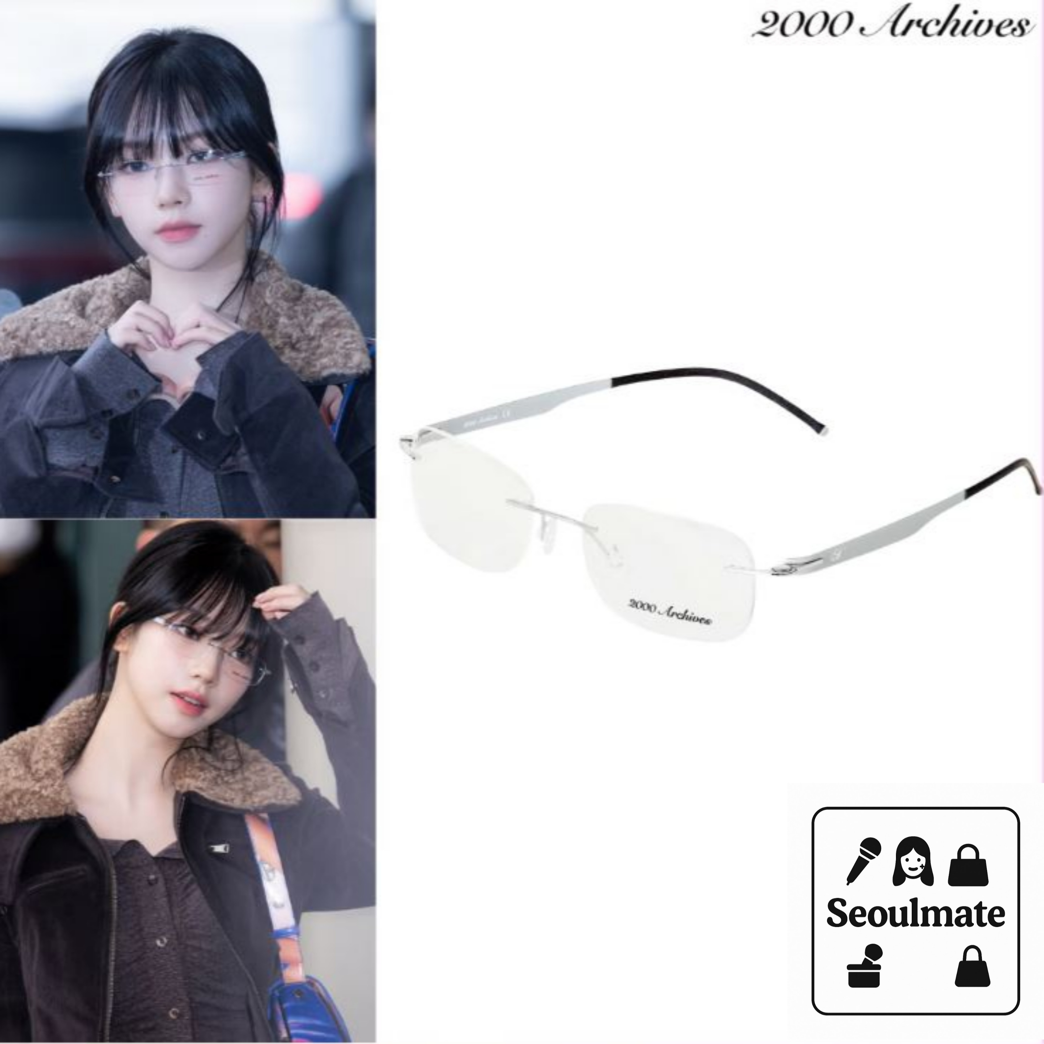 [Aespa カリナ 着用] THAT GLASSES 01 (GUNMETAL) + FREE OMAKE 韓国ファッション レディース 眼鏡 度あり 度なし 度付きメガネ 眼鏡 乱視