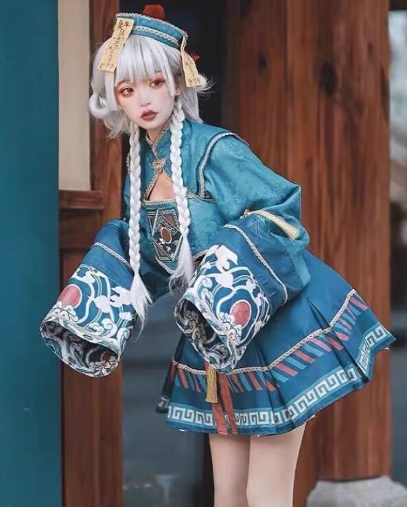 高品質大割引３点セット Lolita系 ゾンビちゃん ハロウィン ワンピース　jsk　OP　日常　写真　舞台　変装 ロリータ トップス 萌え ゴスロリ ロリータファッション 吊りスカート 花嫁洋服 ウ
